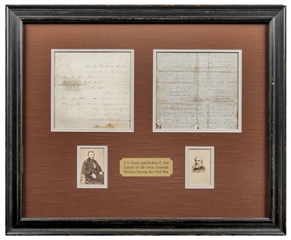 Robert E Lee and Ulysses S Grant Signed Framed Piece (University Archives LOA)